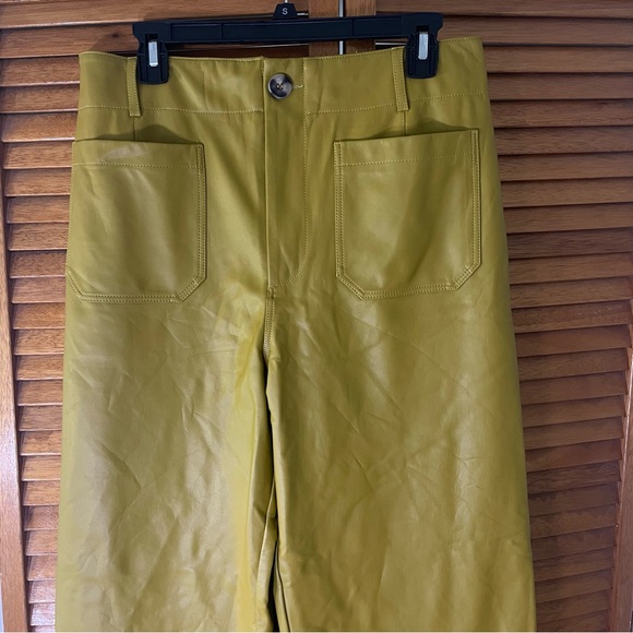 Maeve By Anthropologie The Colette Faux Leather Wide Leg Cropped Pants Sz 31 - Picture 5 of 11